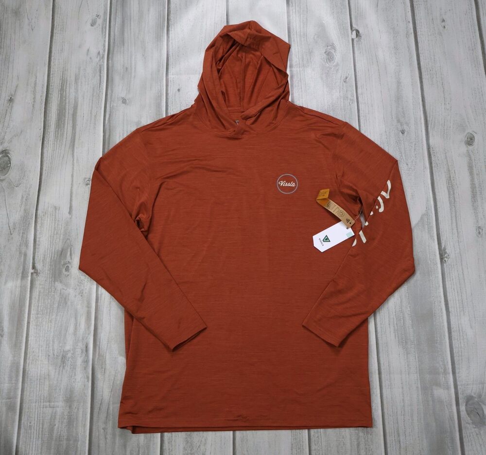 NEW Vissla Twisted Lightweight Hoodie Men's Size L Orange Long Sleeve UPF 50+